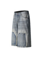 Vintage Patchwork Raw Edge Cropped Jort - Image 5