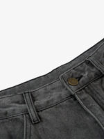 Retro Washed Distressed Deconstructed Patchwork Barrel Jeans - Image 8