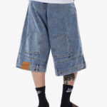 Retro Reverse Design Washed Denim Jorts - 2080