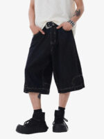 Retro Reverse Design Washed Denim Jorts - 2080 - Image 2